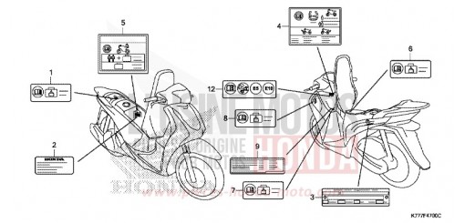 ETIQUETTE DE PRECAUTIONS SH125ADK de 2019